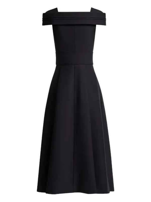 knee length dresses for ladies Black Bardot Midi Skater Dress – AX Paris US