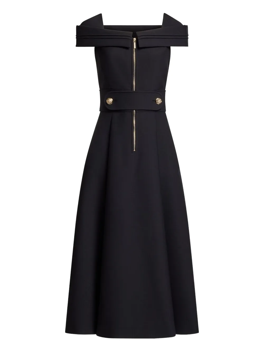 Elie Saab zip-detail midi dress - ブラック Elie Saab zip-detail midi dress - ブラック