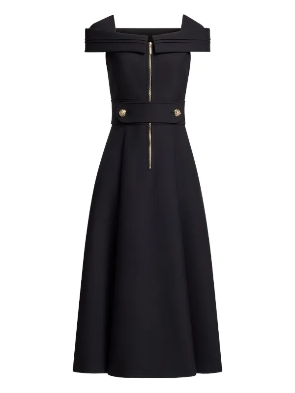 Elie Saab Zip-Detail Midi Dress - Black