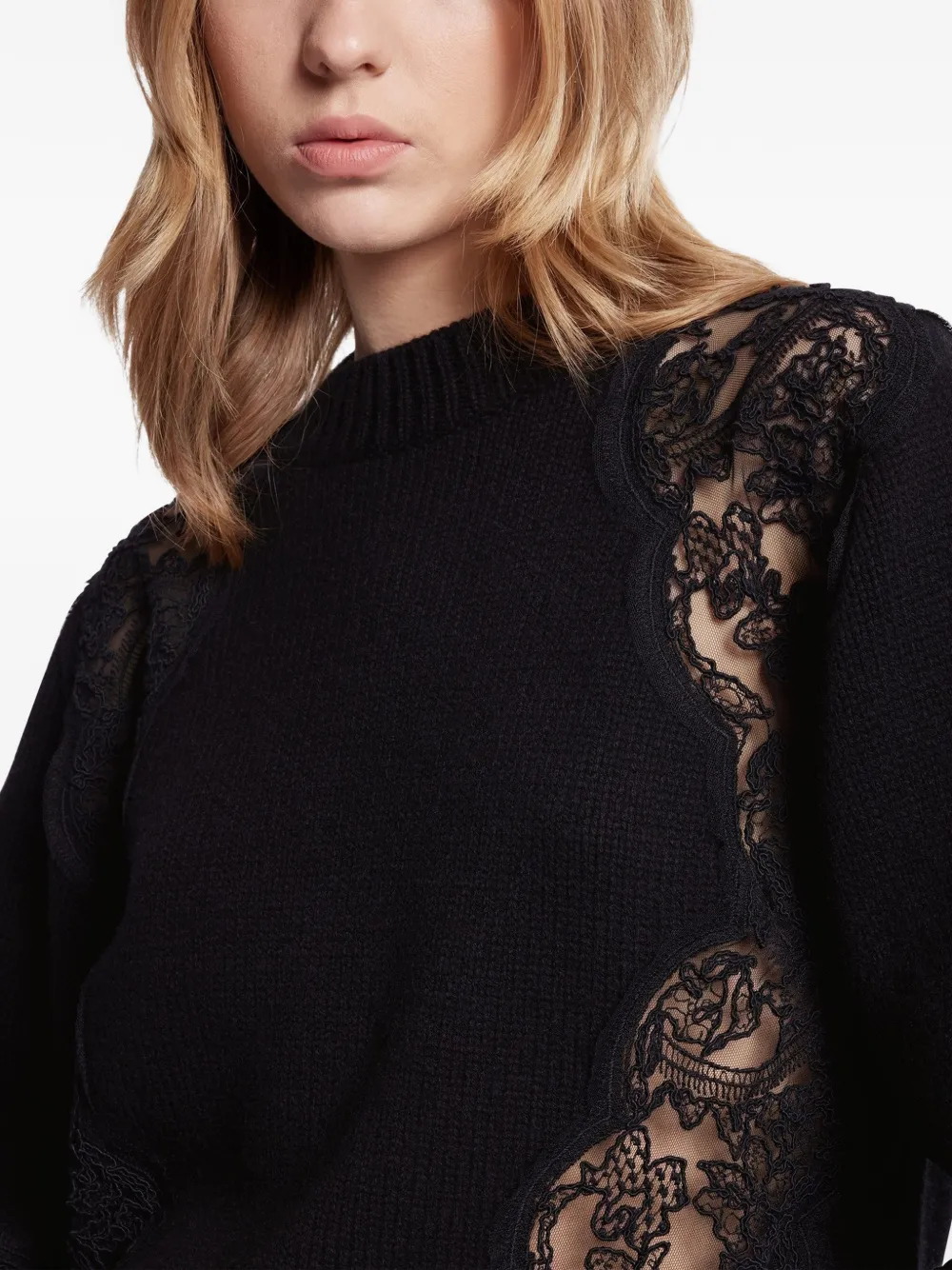  Elie Saab Lace-panel Sweater - Black 
