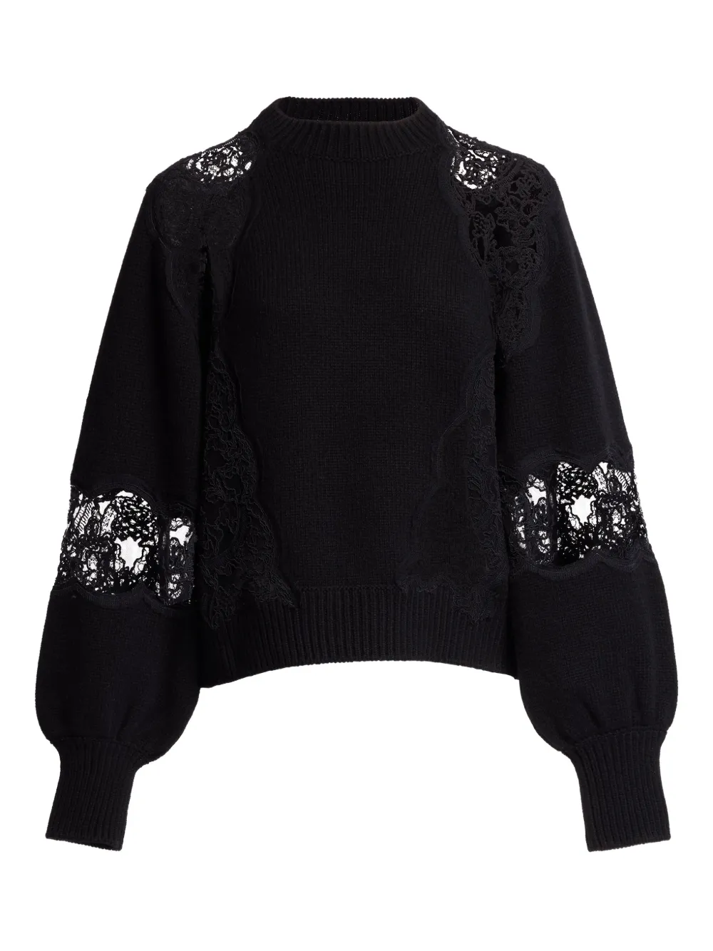 Elie Saab lace-panel sweater - Nero