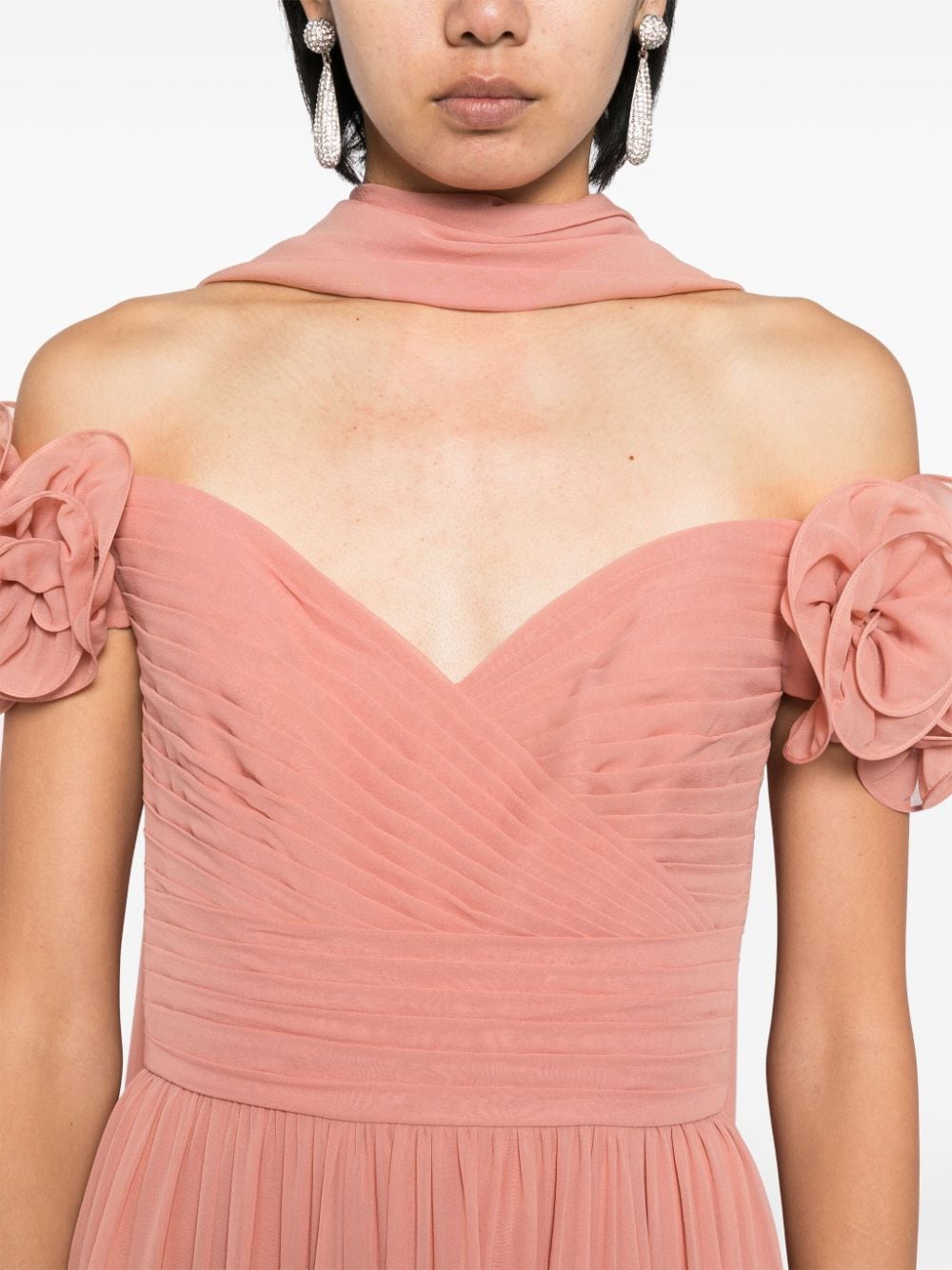 Shop Elie Saab Silk Off-shoulder Dress In Pink