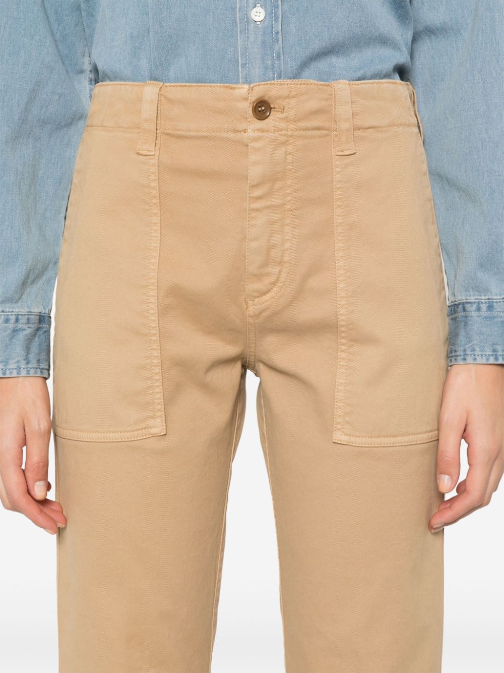 Shop Aspesi Gabardine Cropped Trousers In Brown