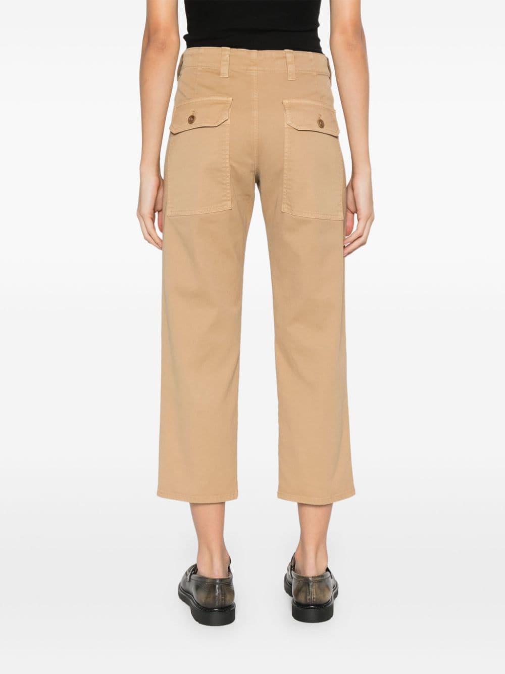 Shop Aspesi Gabardine Cropped Trousers In Brown