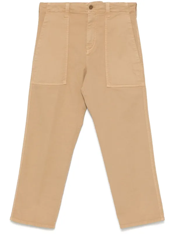 ASPESI Gabardine Cropped Trousers in Brown