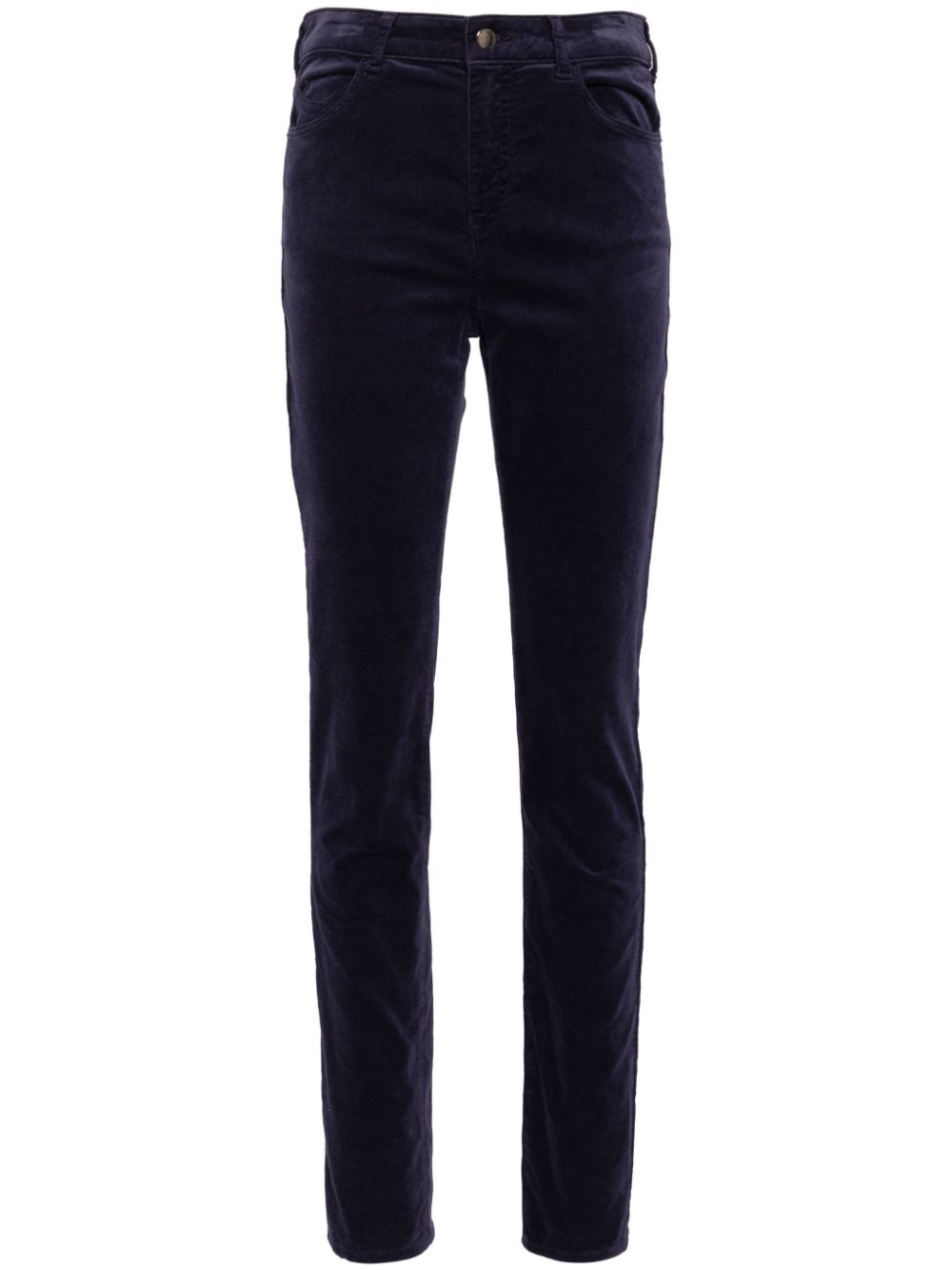 Shop Emporio Armani High-rise Corduroy Slim Trouser In Purple