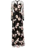 Elie Saab floral-embroidered tulle dress - Black