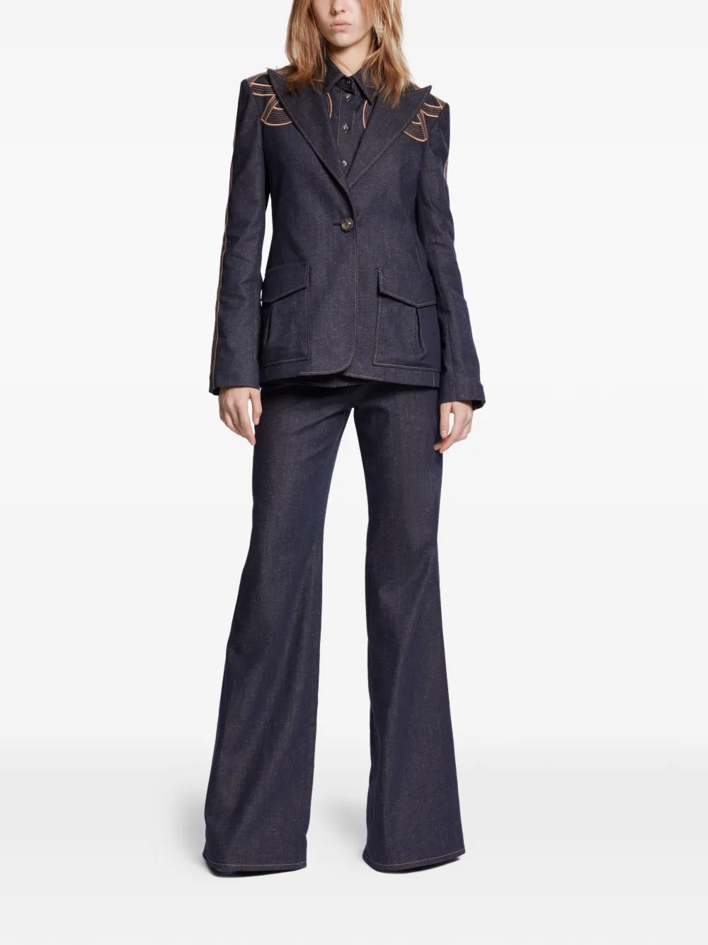 Elie Saab embroidered jeans - Blauw