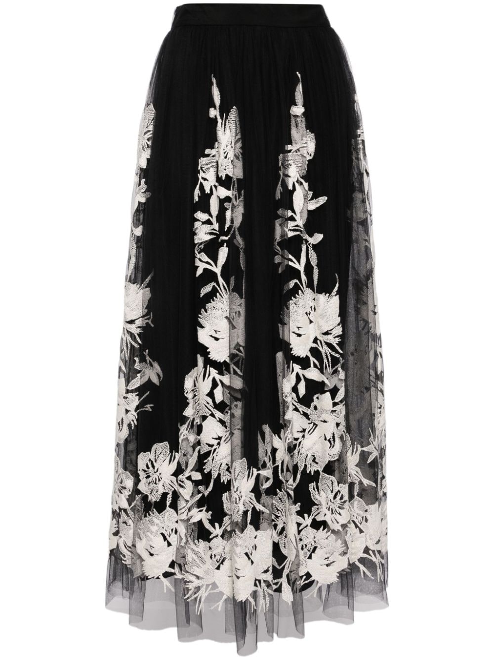 Shop Elie Saab Embroidered Midi Skirt In Schwarz