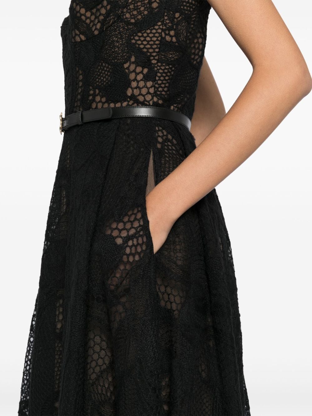 Shop Elie Saab Embroidered Tulle Dress In Black