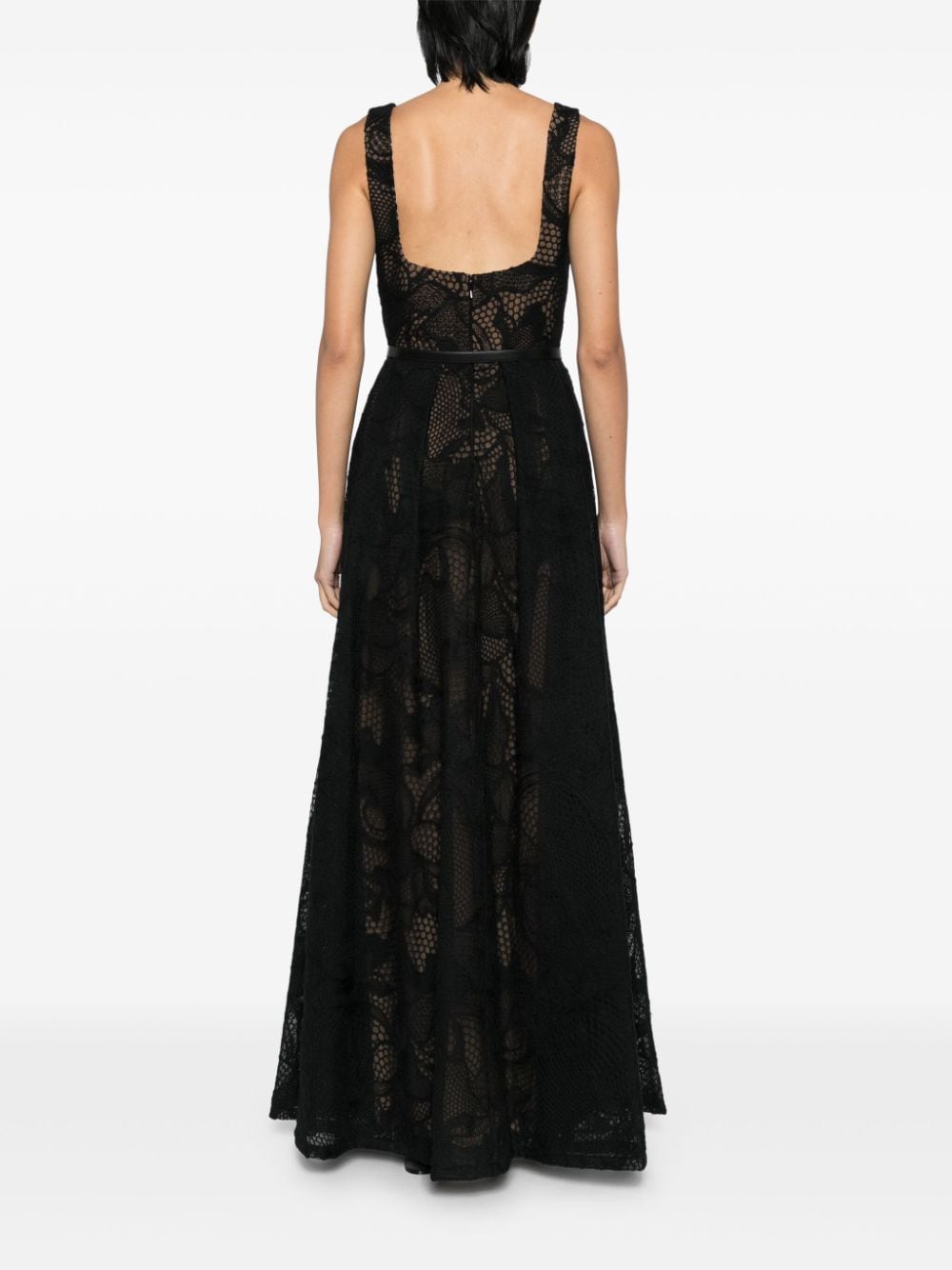 Shop Elie Saab Embroidered Tulle Dress In Black