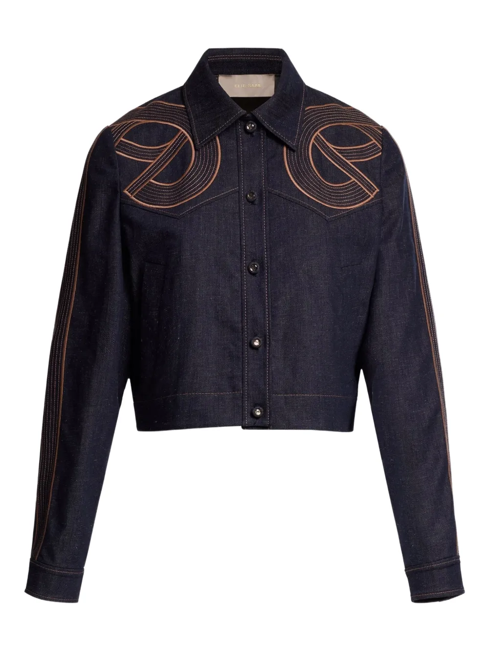 Elie Saab embroidered denim jacket - Blu
