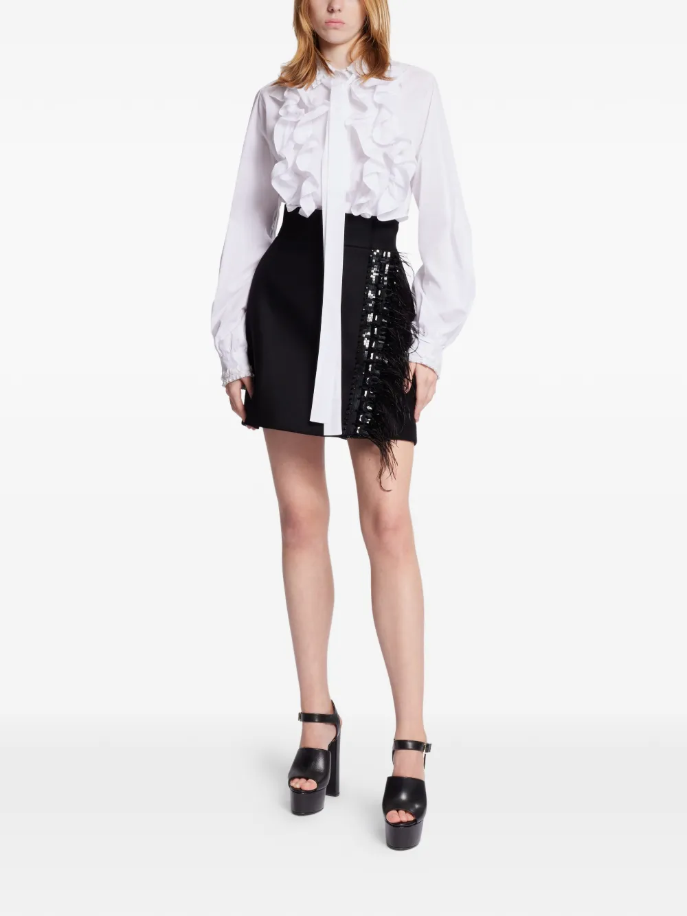 Elie Saab ruffled poplin shirt - Wit