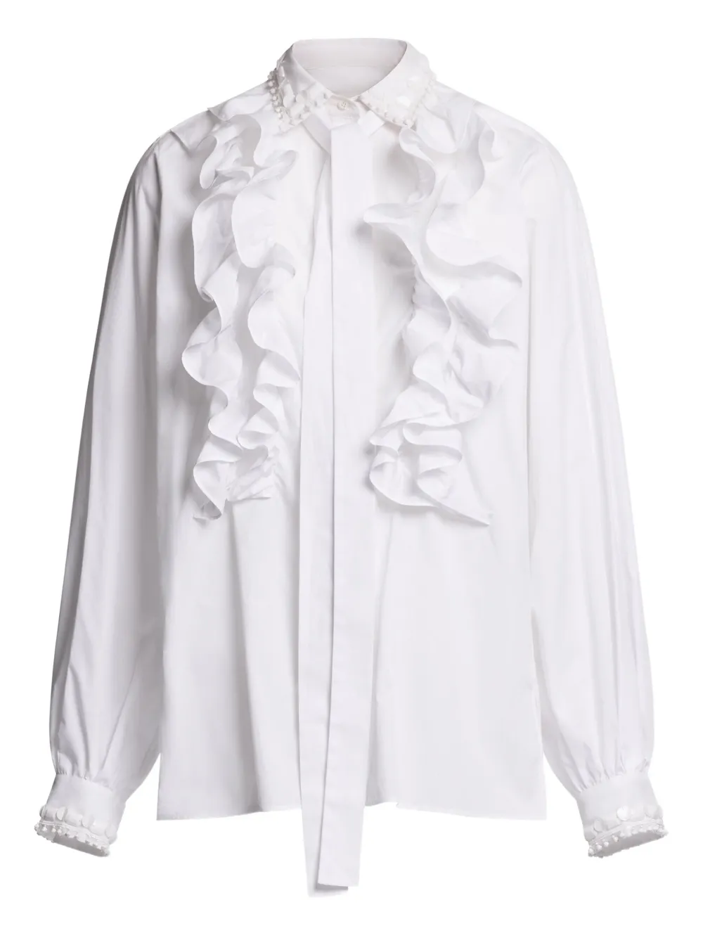 Elie Saab ruffled poplin shirt - Bianco
