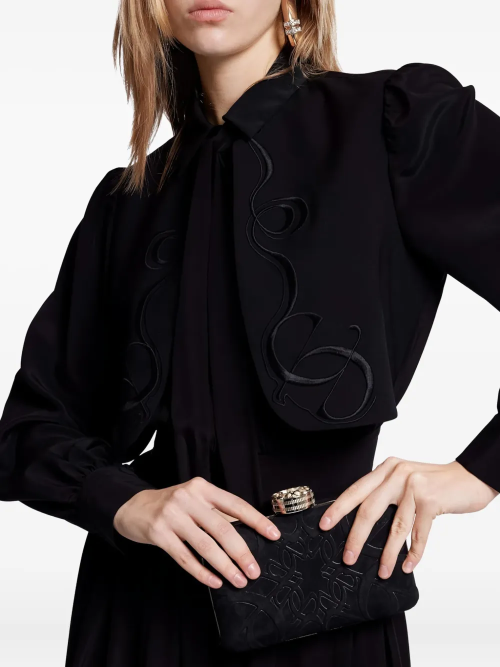 Elie Saab Embroidered Maxi Dress In Black