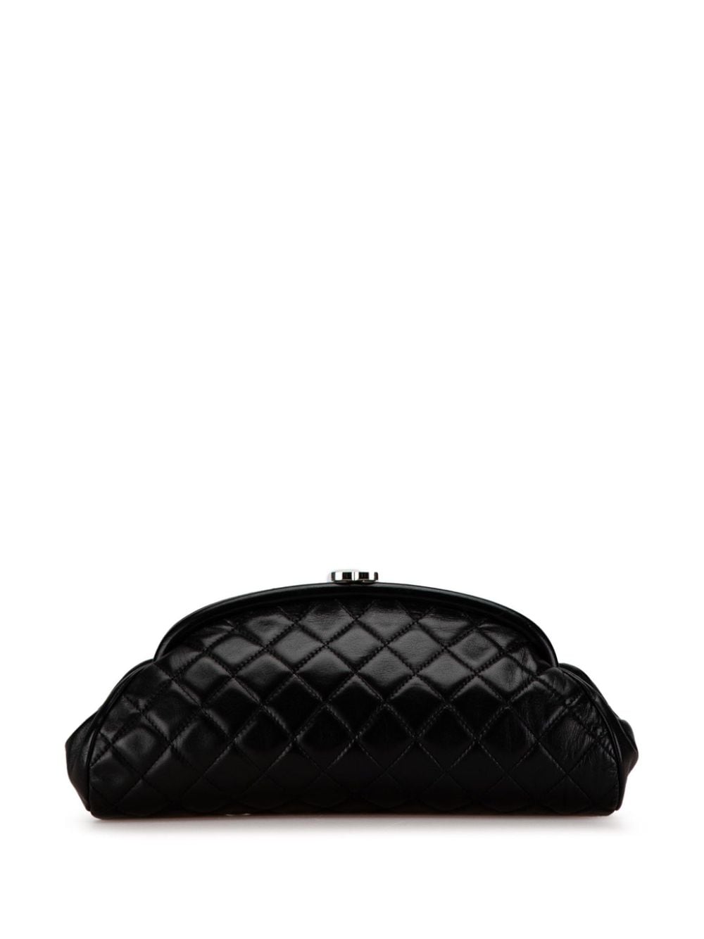 Pre-owned Chanel 2006-2008 Quilted Lambskin Frame Clutch Bag In Black