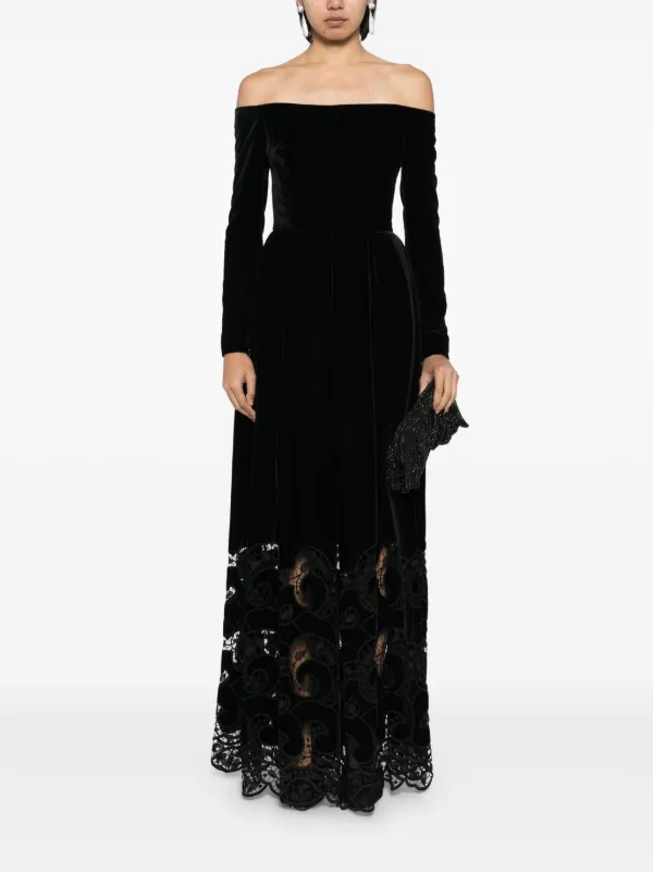 Elie Saab Embroidered Velvet Dress | Black | FARFETCH