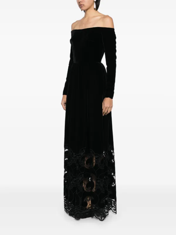Elie Saab Embroidered Velvet Dress - Black Elie Saab Embroidered Velvet Dress - Black