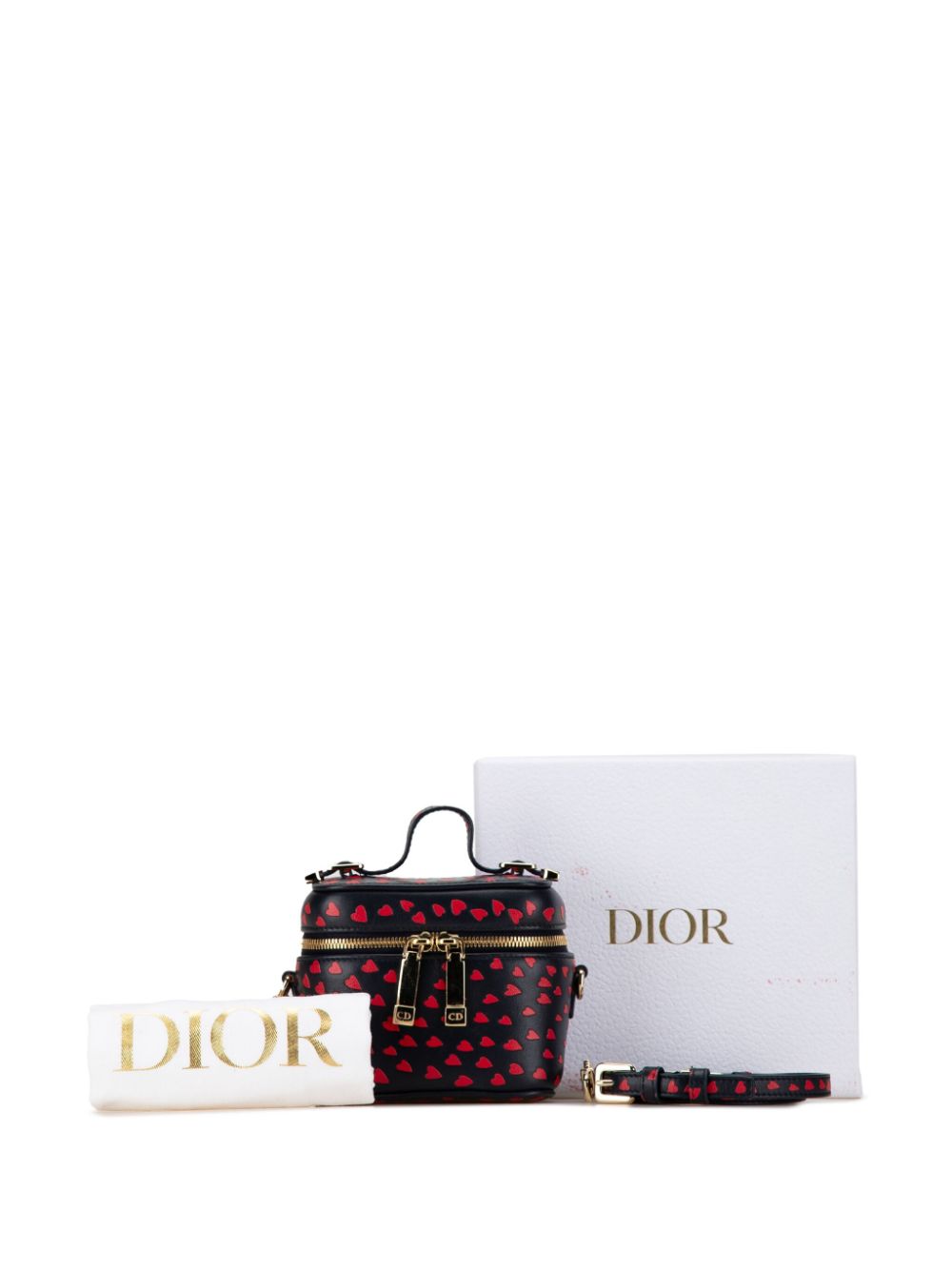 Christian Dior 2021 Micro Lambskin Heart Print Lady Dior Case vanity bag Women