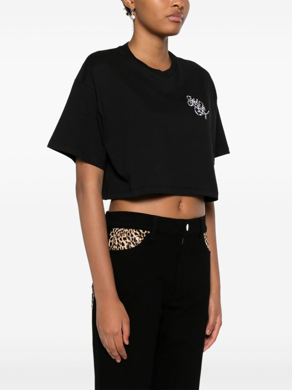 Shop Amiri Swirl Leopard T-shirt In Black