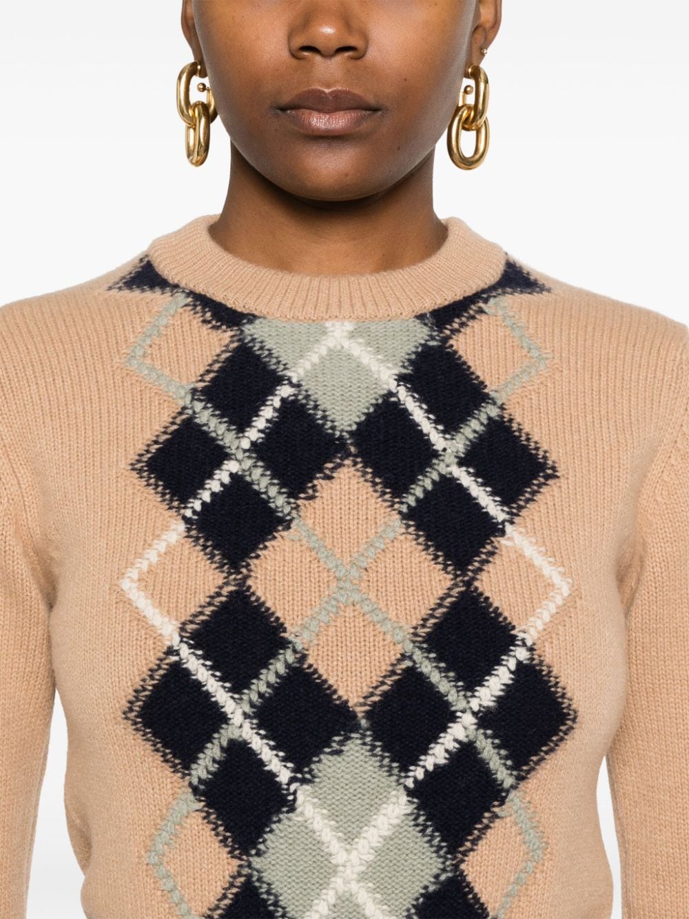 Shop Ami Alexandre Mattiussi Argyle-knit Sweater In Neutrals