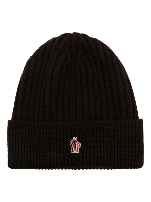 Moncler Grenoble Wool Beanie Hat in Brown