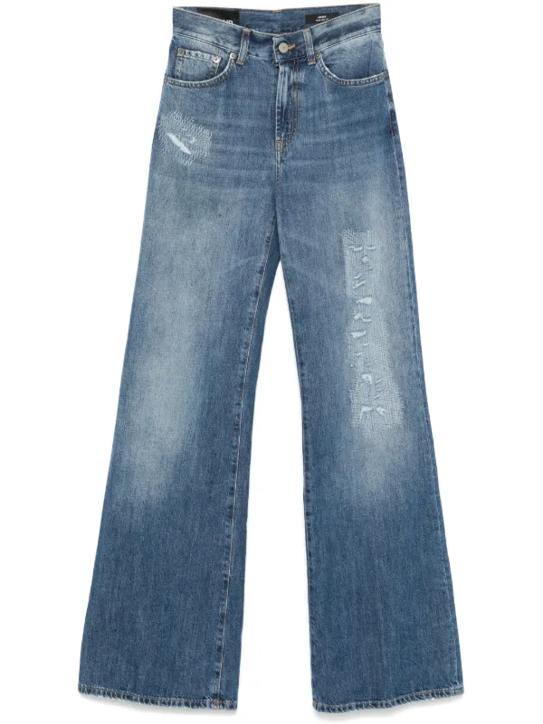 デニム・ジーパン Dondup AMBER JEANS DONDUP Amber low-rise wide-leg Jeans | Blue | FARFETCH
