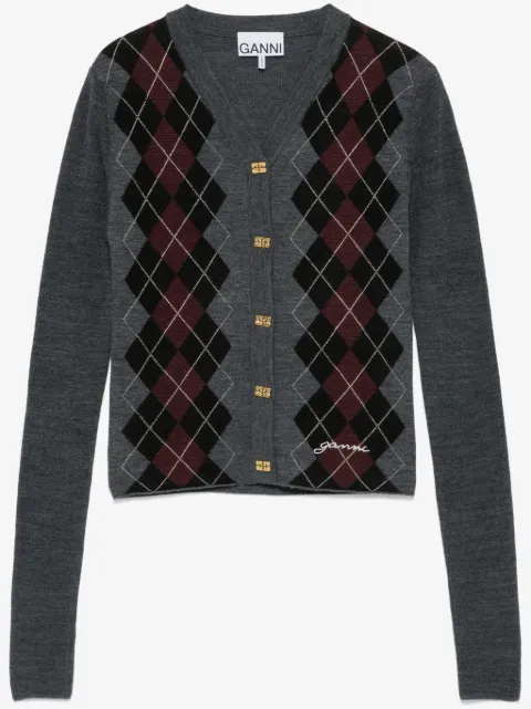 GANNI argyle-knit cardigan