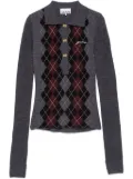 GANNI knitted polo top - Grey