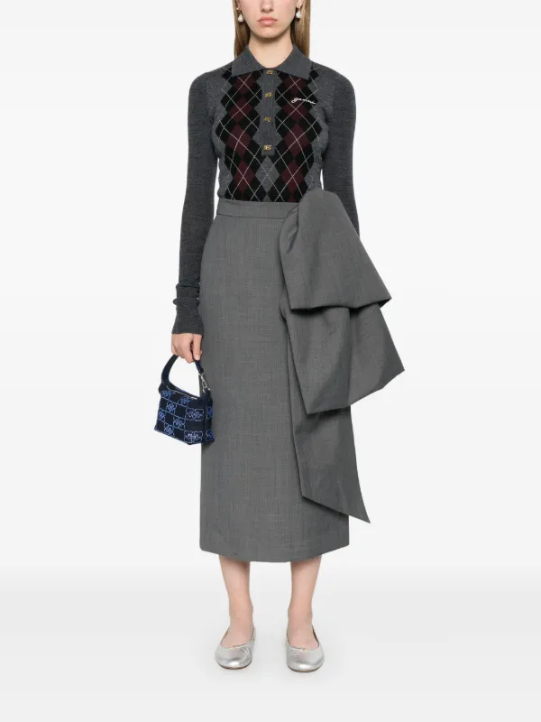 GANNI ニット ポロシャツ | グレー | FARFETCH JP