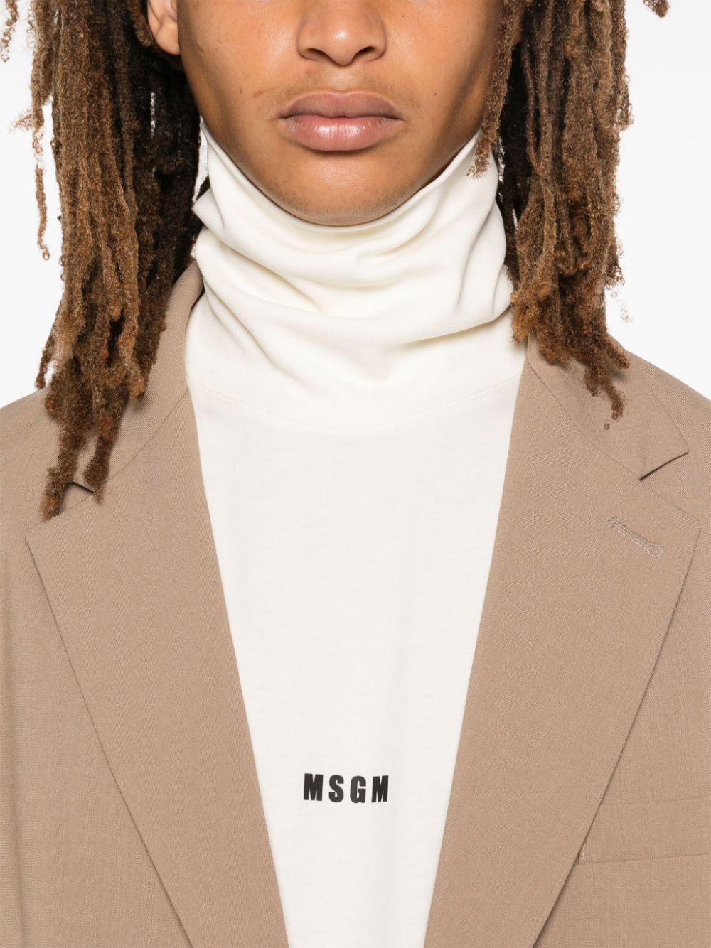 Shop Msgm Logo-print T-shirt In Nude