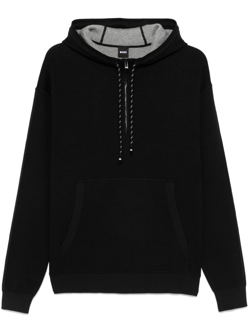 Shop Hugo Boss Knitted Hoodie In Black