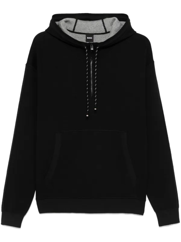 BOSS Knitted Hoodie Black FARFETCH PL