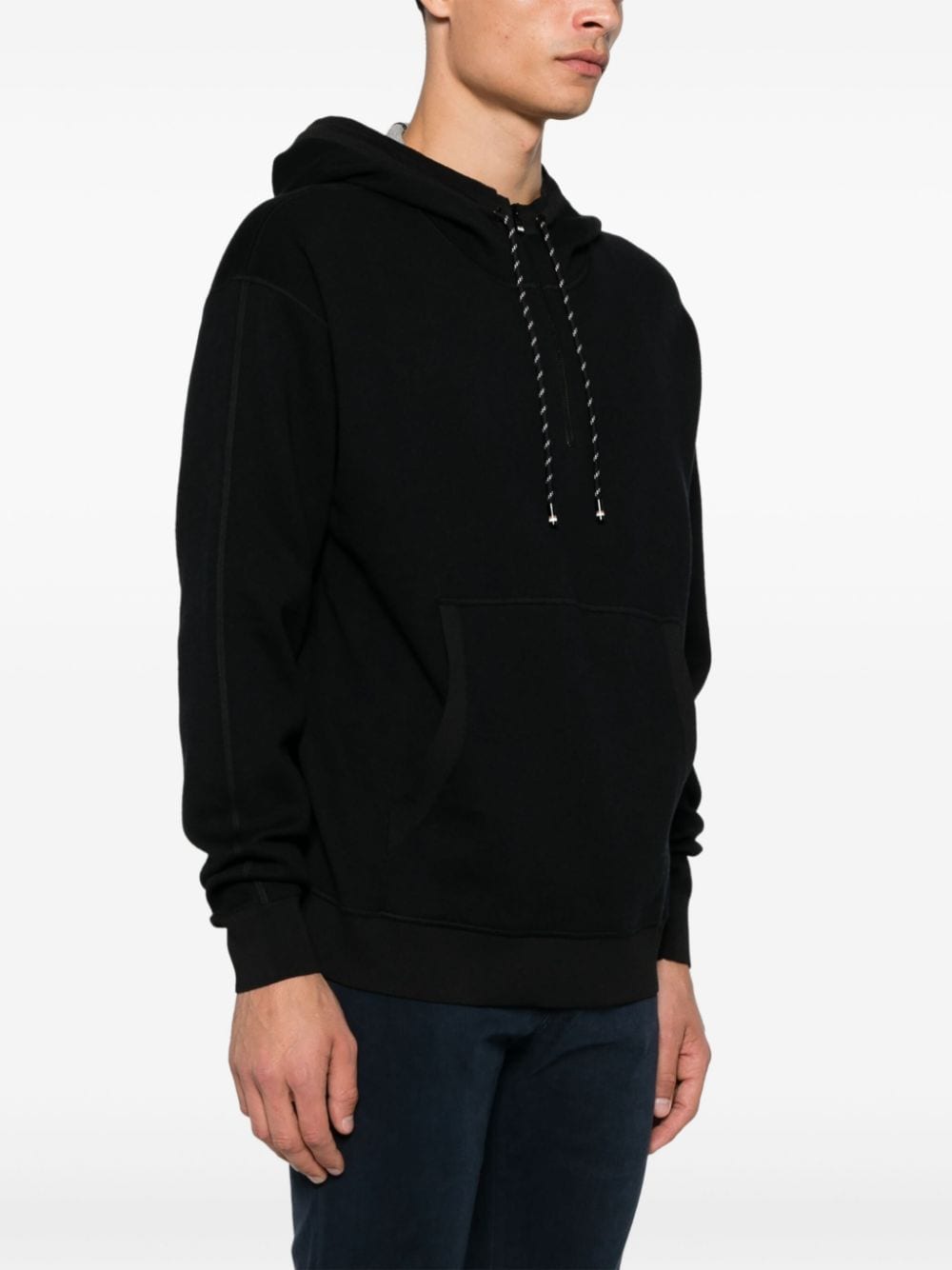 Shop Hugo Boss Knitted Hoodie In Black