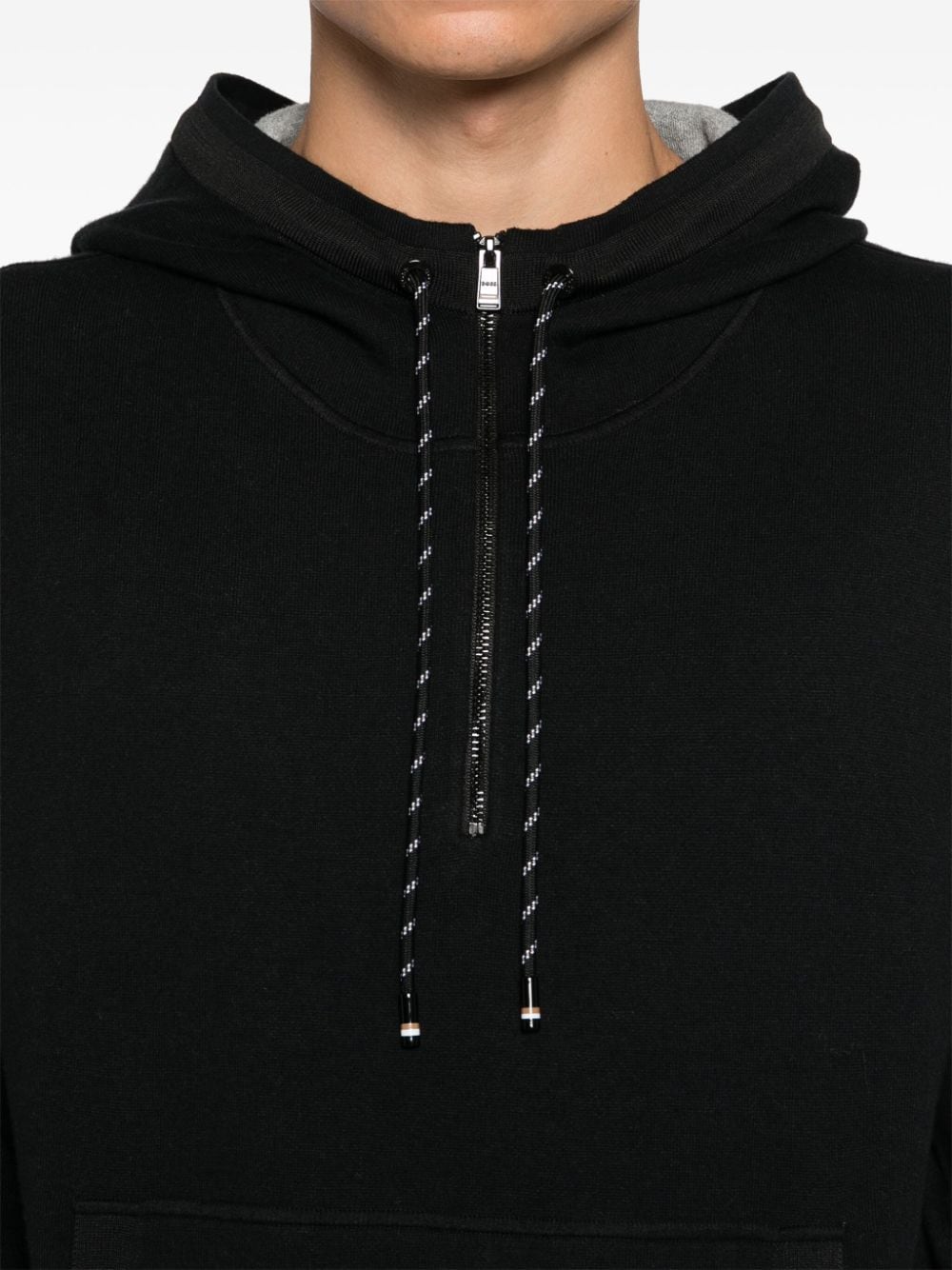 Shop Hugo Boss Knitted Hoodie In Black