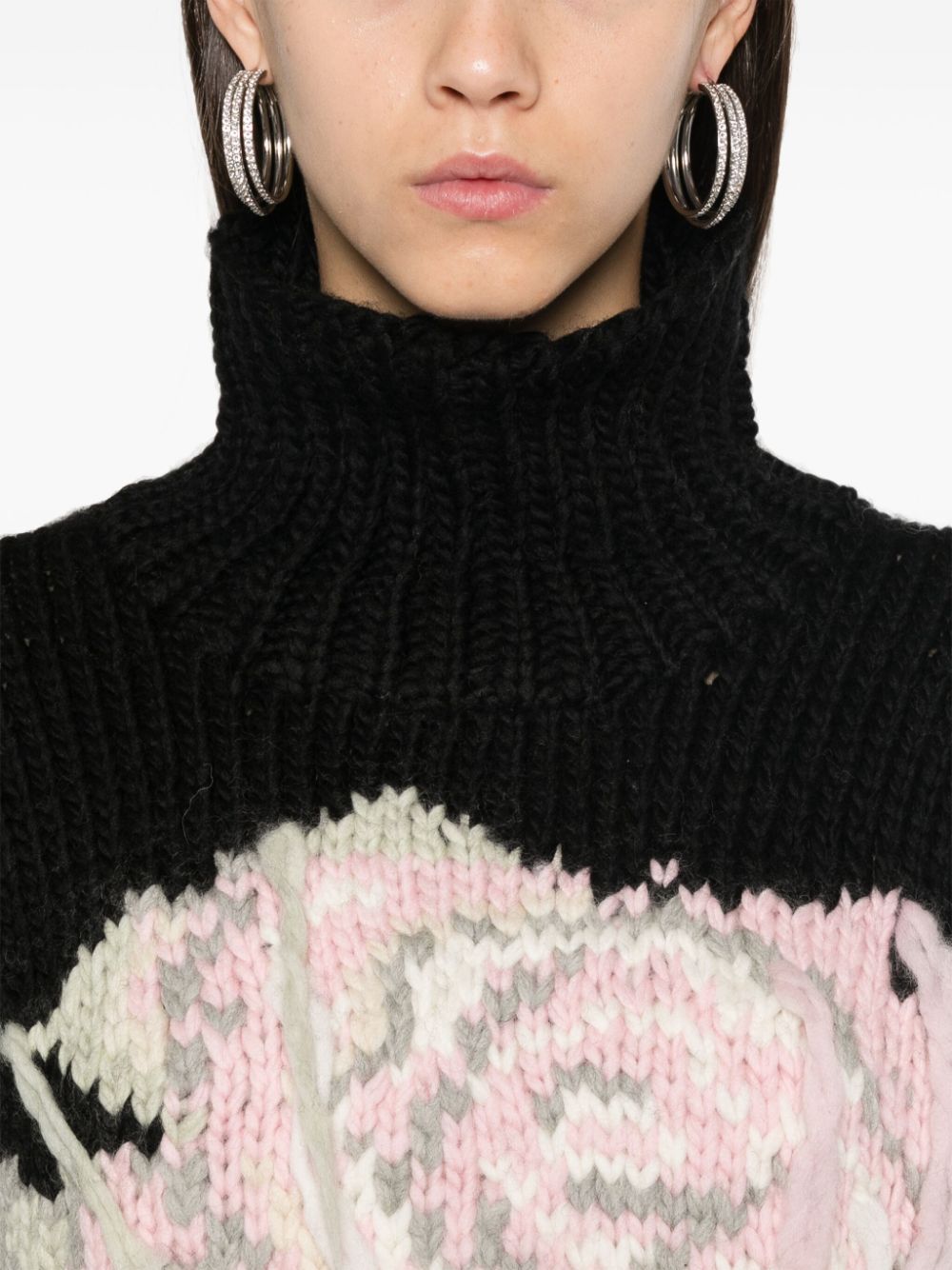 GANNI rose-intarsia sweater Women