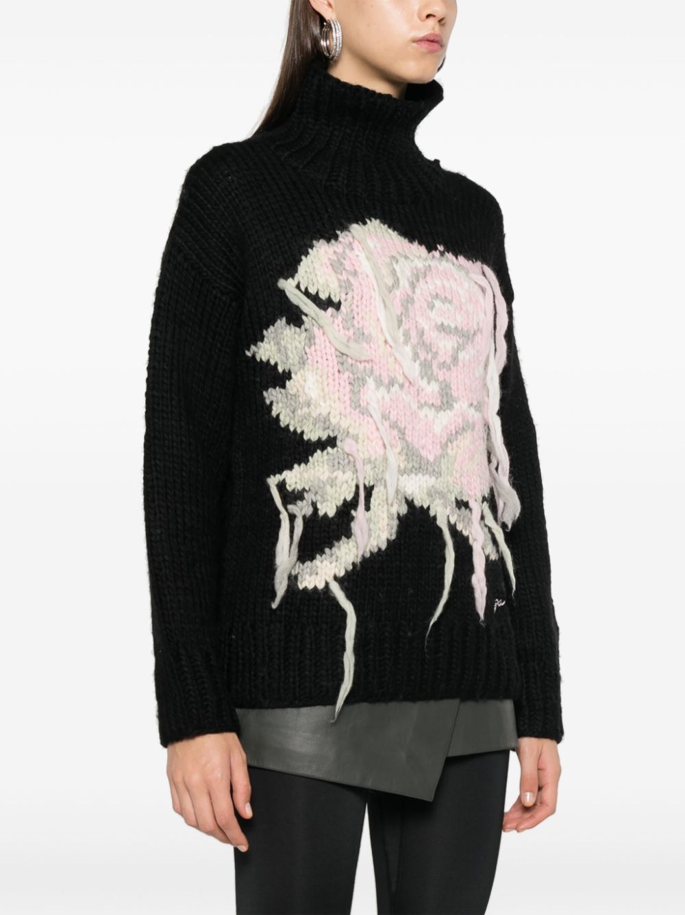 GANNI rose-intarsia sweater Women