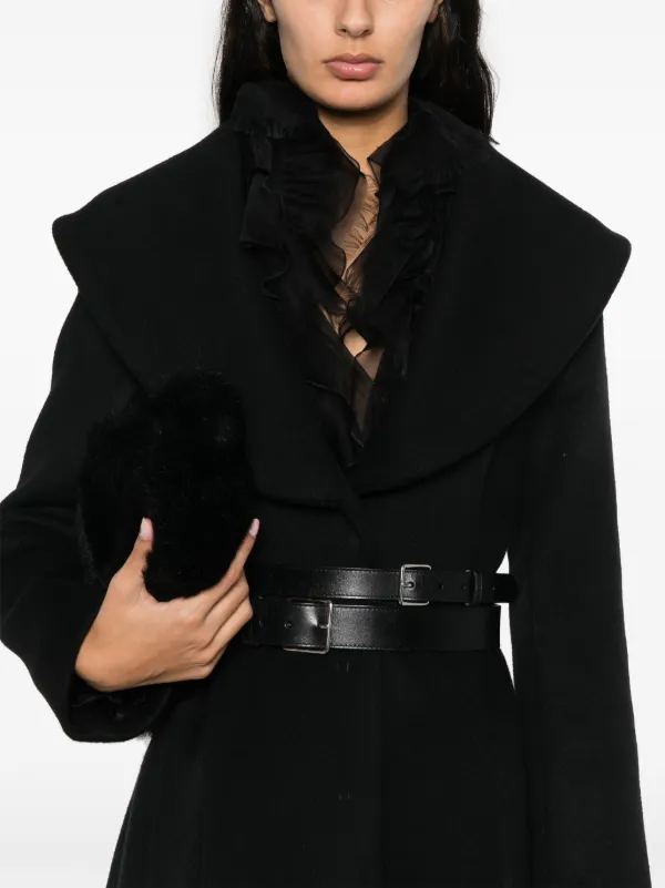 【A FERRETTI】ウールフェルト コート Alberta Ferretti フェルトコート | ブラック | FARFETCH JP