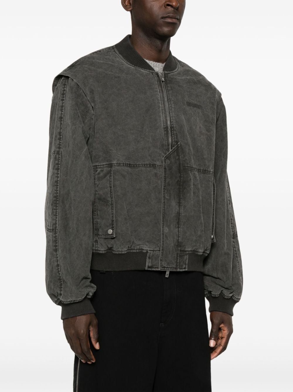 Shop Represent Inset Sleeve Bomber Jacket In Grey