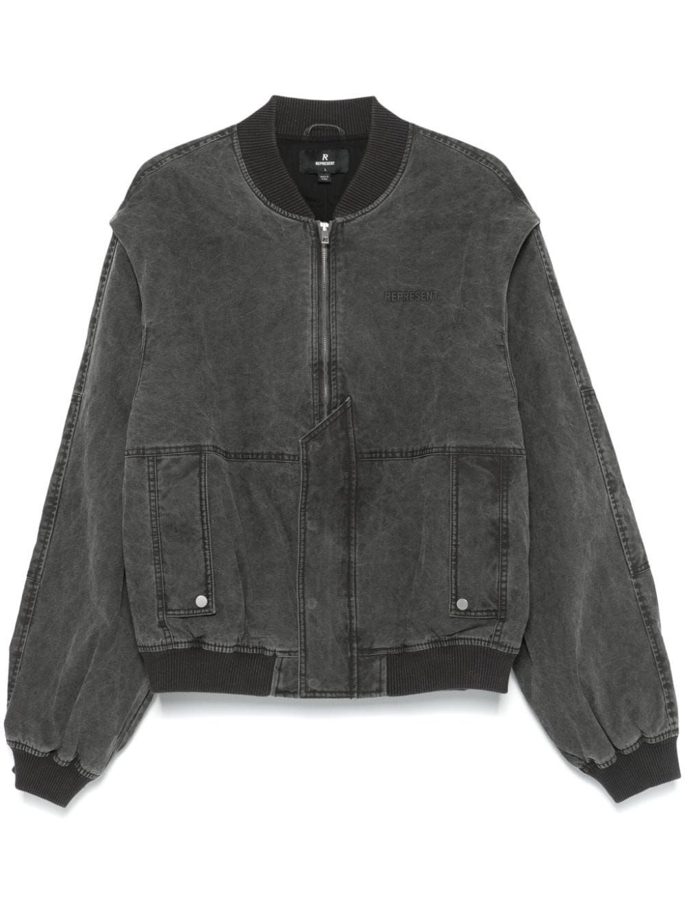 Shop Represent Inset Sleeve Bomber Jacket In Grey