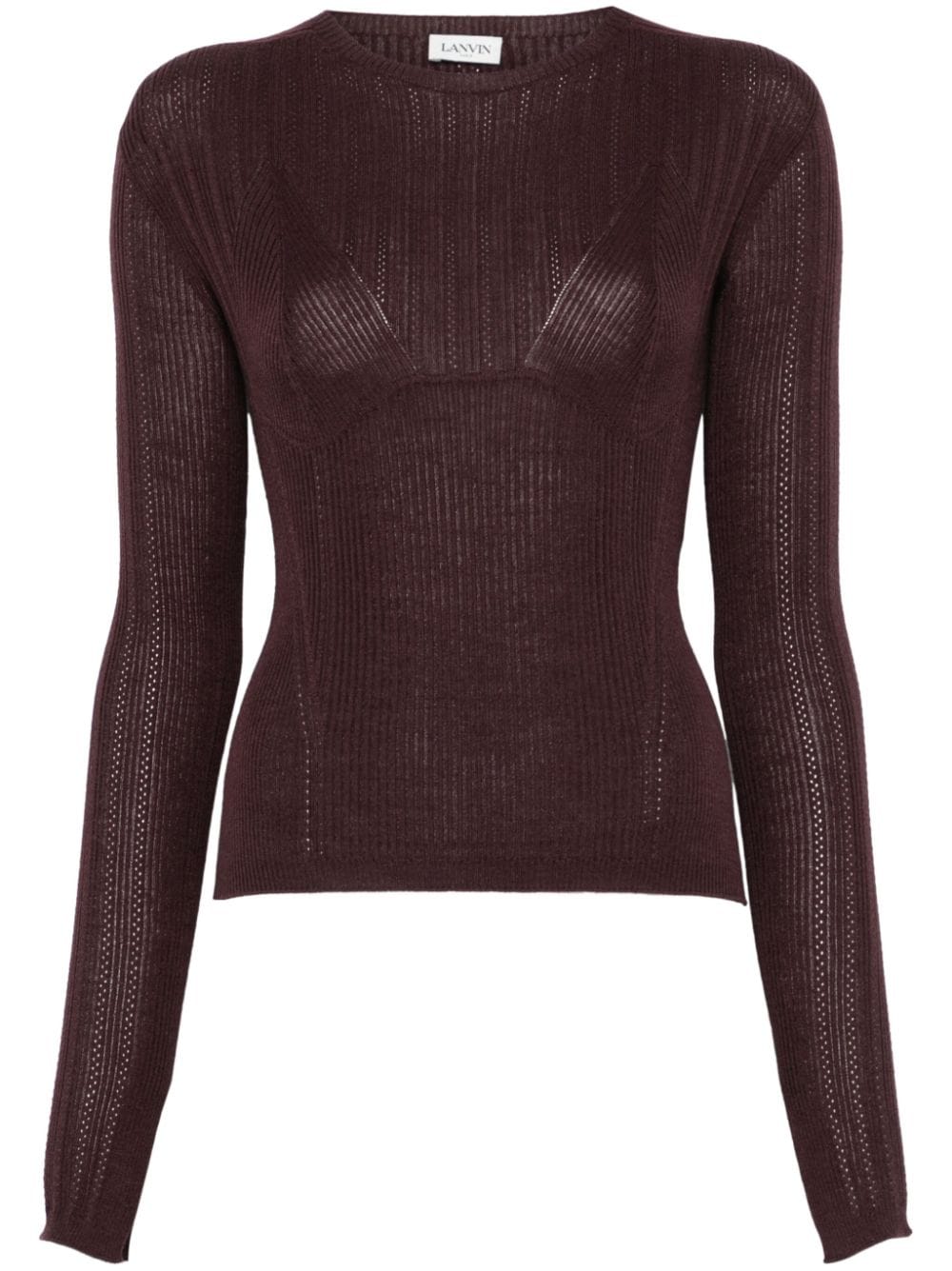 Shop Lanvin Ribbed-knit Sweater In Purple