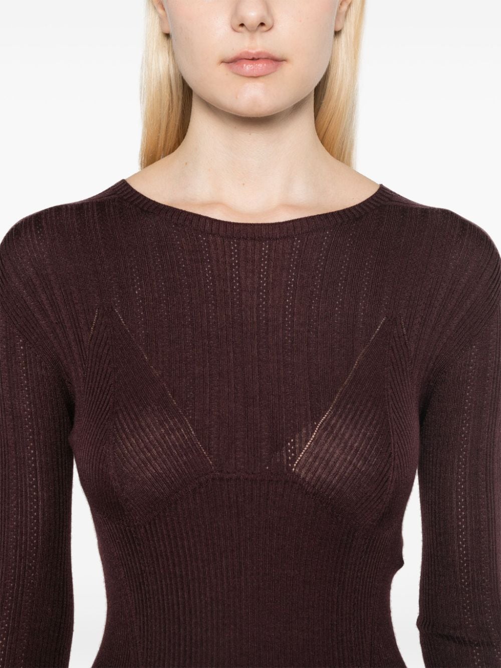 Shop Lanvin Ribbed-knit Sweater In Purple