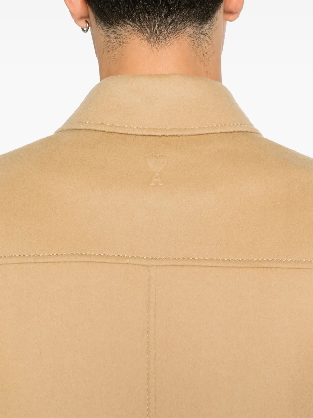 AMI Paris Leren shirtjack Beige
