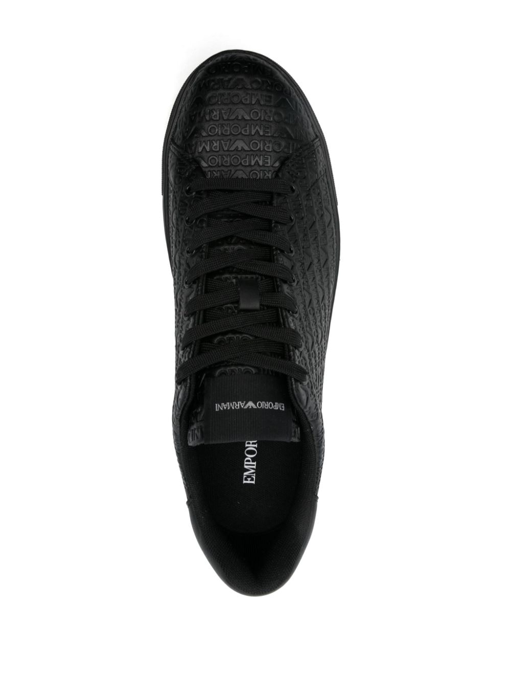 Shop Emporio Armani Debossed-logo Sneakers In Black