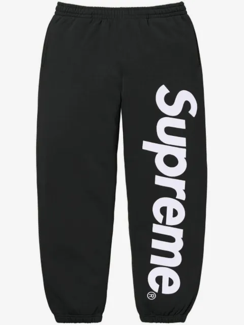 Supreme satin-appliqué cotton track pants
