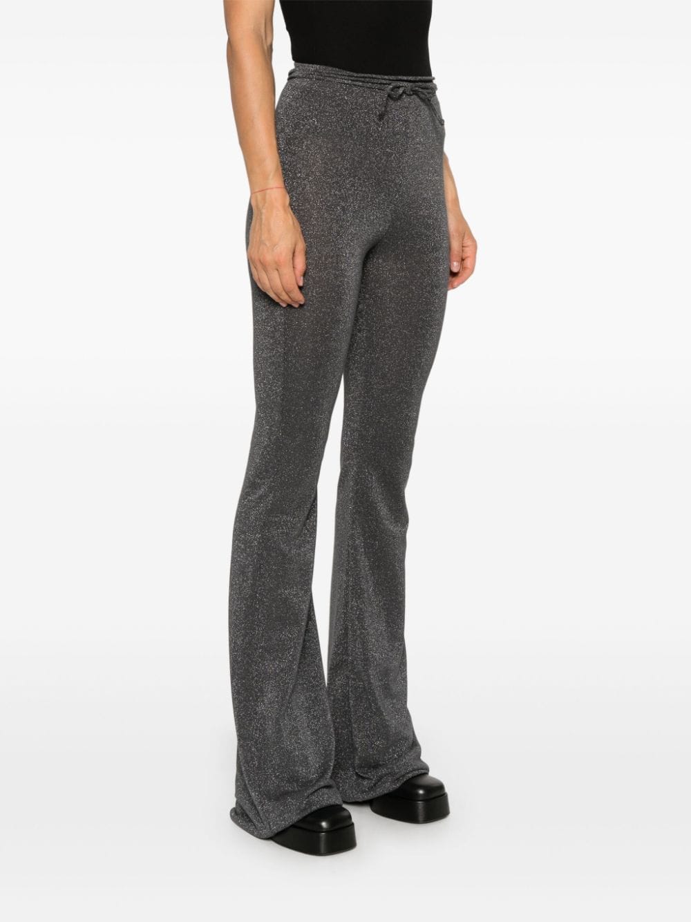 Shop Les Filles D'eva Lurex Trousers In Grey