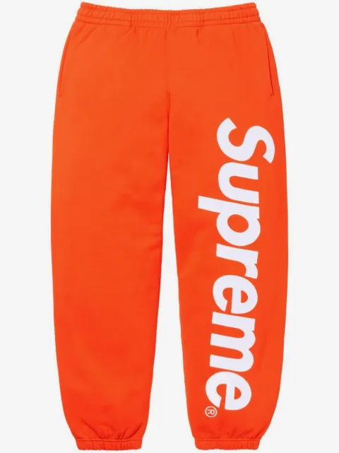 Supreme satin-appliqué cotton track pants