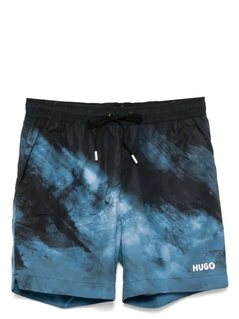 BOSS graphic print swim shorts
