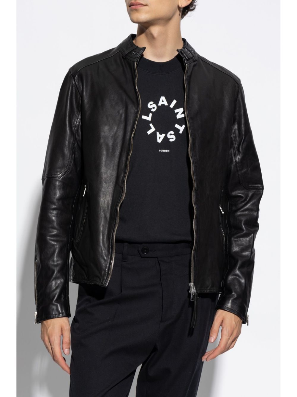 Shop Allsaints Cora Leather Jacket In 黑色