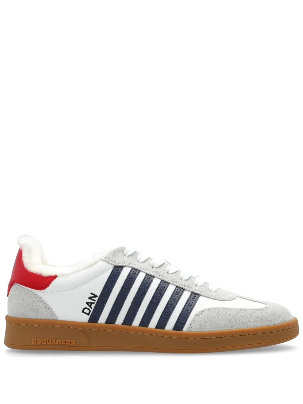 Shop Dsquared2 Boxer Leather Sneakers In White